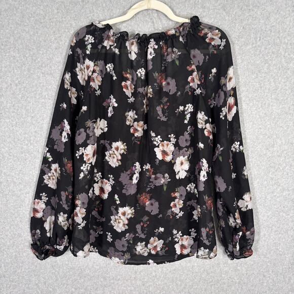 Vintage America Peasant Top Large Floral Textured Dark Moody Maximalist Boho - Picture 12 of 16